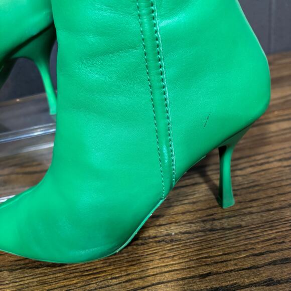 Steve Madden Brecken Green Pointed Toe Stiletto Ankle Boots Women’s 10M Leather - Picture 3 of 8